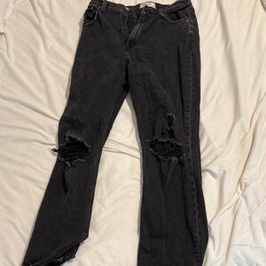 Abercrombie & Fitch Black Distressed Straight Leg Jeans